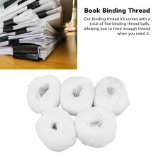 5 pièces de fil de reliure blanc en polyester coton pour la couture de cahiers