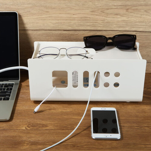 Elegant Solution For A Tidy Workstation, Household Cable Organizer With Multi-Hole Shunt Design For Convenient Charging 2