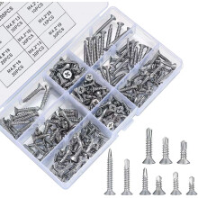 Kit de tornillos autorroscantes de alta eficiencia, acero inoxidable 410 resistente a la corrosión con cabeza plana para una amplia gama de