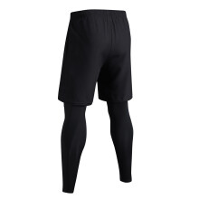 Men 2 in 1 Athletic Running Leggings Black L with Pockets, Quick Dry