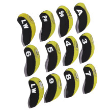 12PCS Golf Club Head Covers Neoprene Scratch Proof Outdoor Black Yellow