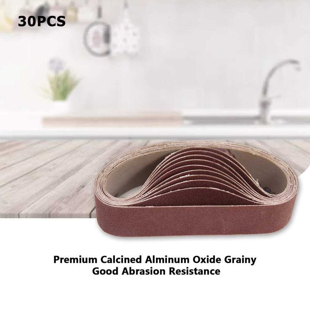 30Pcs Belts For Sander Aluminum Oxide 80/240/800 Grit 30X330mm Grinding 7901371888750