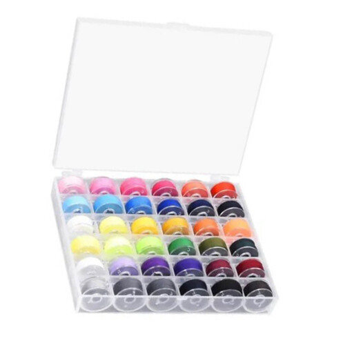 36Pcs Assorted Transparent Plastic Polyester Bobbin Thread Set, 20x10mm 2