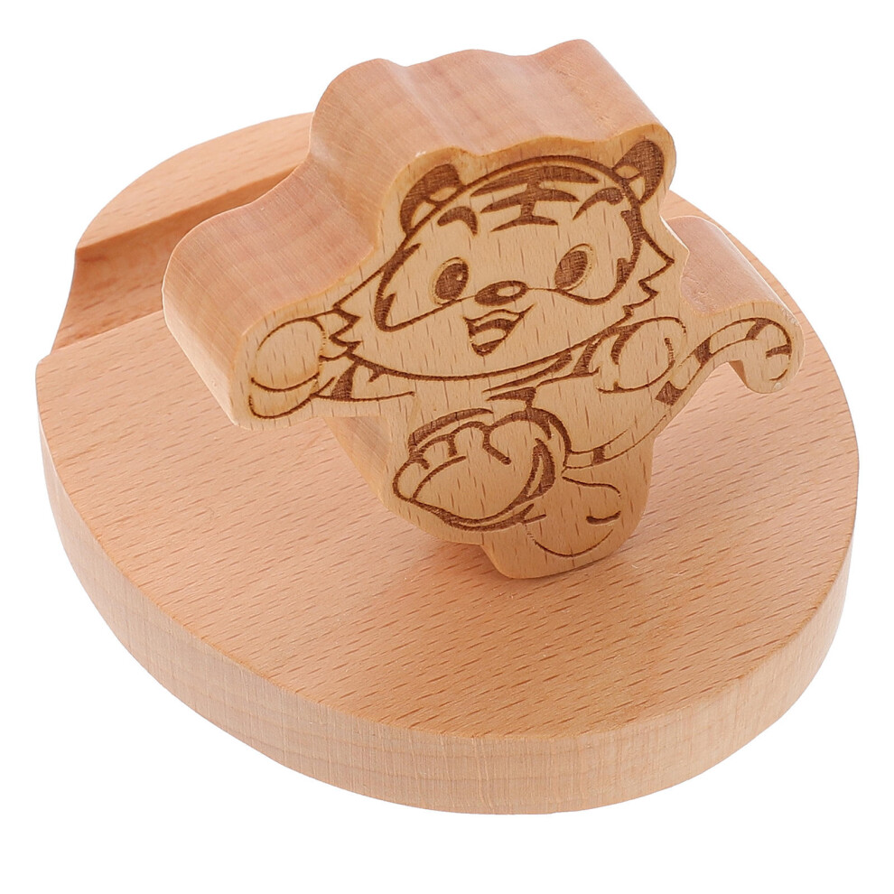 2Pcs Fine Craftsmanship Wooden Phone Holder Simple Tiger Shape Rack 3602353657398