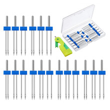 Conjunto de agulhas duplas para máquina de costura doméstica, material durável, inclui passador de linha automático, ampla compatibilidade com