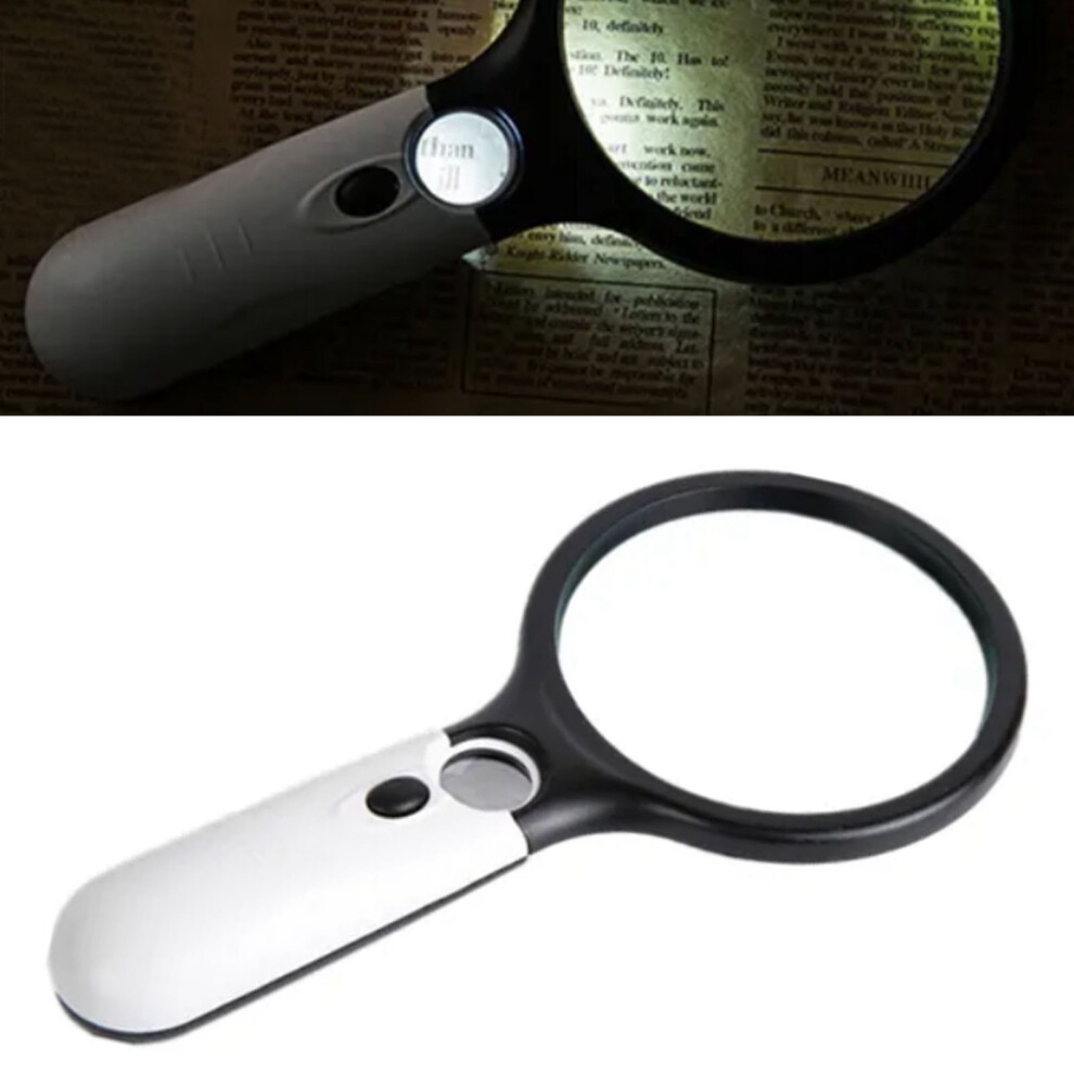 Portable LED Handheld Magnifier 3X/45X ABS Glass 19cm