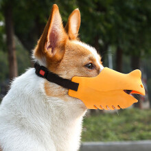 Atmungsaktives gelbes Silikon-Hunde-Maulkorb für Pudel, Labrador, Husky, M (13,5-16cm)