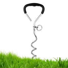 Yard Stake for Dogs, Heavy Duty Twist-Proof Dog Traction Rope Stake, Portable Camping Pet Accessory, Black, Multifunctional for Yard and Beach