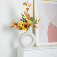 Geometrische Vase für den Esstisch, vielseitige Blumenvase mit einzigartigem abstraktem Design, hohles, mattes Keramikstück für modernes