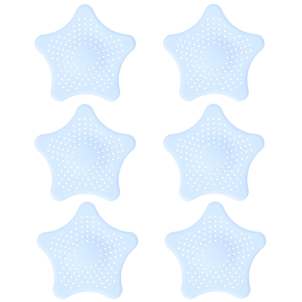 Starfish Hair Catcher, Flexible Waterproof Tpr Bathtub Drainage Net For Kitchen Bathroom Toilet Sewer, 6Pcs Light Blue Silicone Drain Strainer, 9169997343727