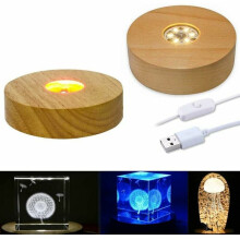 Meleg fényű fa állvány kristályszobrokhoz, USB tápellátással, kényelem és stílus érdekében