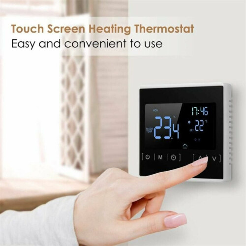Floor Heating Programmable Thermostat, Touchscreen LCD Display For Smart Control, Dual Control High Accuracy Device With Voice Control And Mobile 2