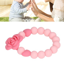 Silicone Teething Bracelet for Infants, Pink Flower Design Safe Wear(40)