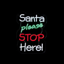 Premier - Santa Please Stop Here Hanging Lit Sign - 35cm