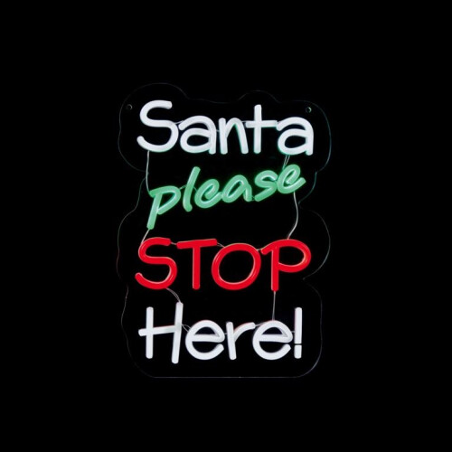 Premier Premier - Santa Please Stop Here Hanging Lit Sign - 35cm