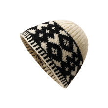 Modische Strickmütze, warme Pullover-Mütze für Büro,-Beige