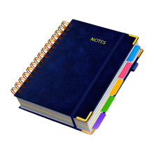 Carnet d'affaires professionnel 300 Pages doublées, reliure-bleu