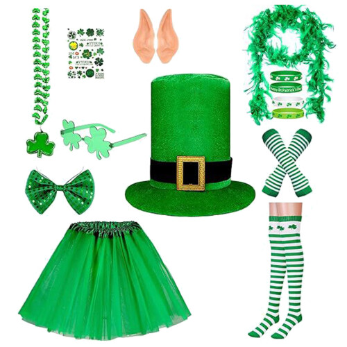 Chapeau Panama vert, couvre-chef décoratif lutin vert,-UN