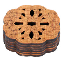 Conjunto artístico de porta-copos de bambu, material premium e design de padrão exclusivo para um visual atemporal em sua mesa, 6 peças de