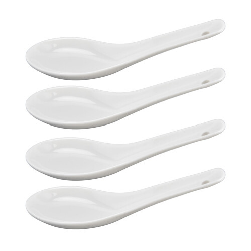 Non-slip Handle Design for Asian Tableware, Porcelain Soup Spoons with Comfortable Grip and Versatile Serving Spoons Functionality, Deep Oval Spoon 1