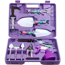 Garden Tools Set, Functional Gardening Gifts Kit With Ergonomic Non-Slip Rubber Grip Handles, Trowel Rake Weeder Pruner Shears Sprayer, Portable