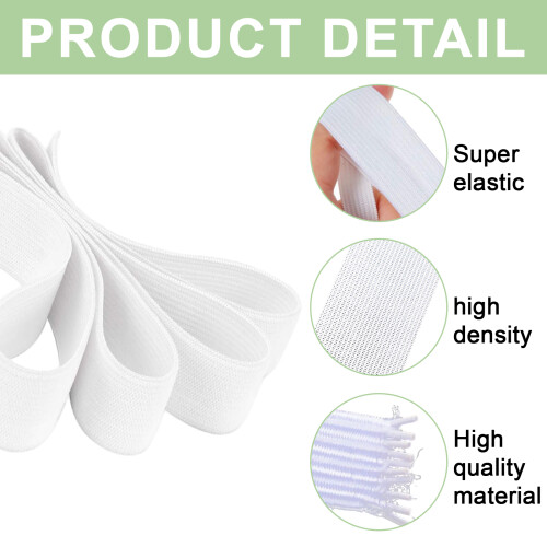 2,5 cm hvit flat elastisk båndsnor heklet elastisk bånd vanlig elastisk bånd elastisk webbing for sying, skreddersøm, klær og 2