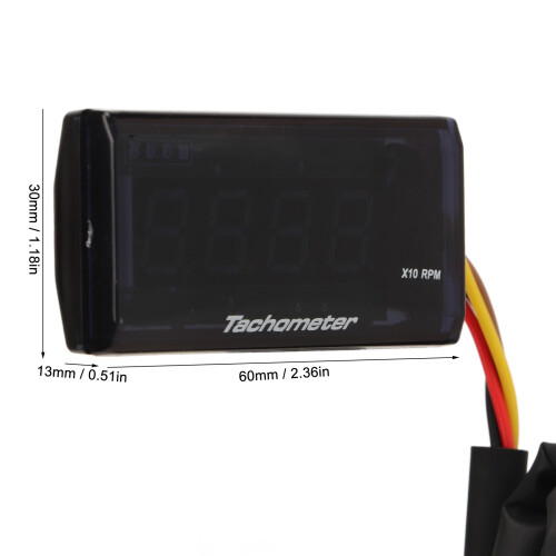 Motorcycle Tachometer DC 12V LCD Waterproof Backlight 60x30mm Green 1