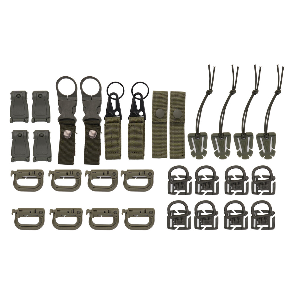 Complete 30Pcs Od Green Molle Attachment Set: Buckles & Hooks 6911371922676