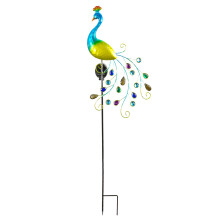 Levendige pauw tuindecoratie op zonne-energie, eenvoudig te monteren acryl grondlamp voor terras, gazon en tuin, waterdichte pauw tuinpaal op