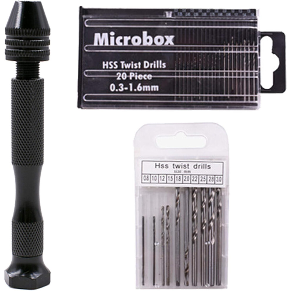 Hand Drill Bits Set For Precision Crafting, Precision Pin Vise Manual Hand Drill With Micro Twist Drill Bit 3 Jaw Chuck Design Durable Aluminum Alloy 9448196713389