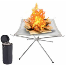 Collapsing Steel Mesh Fireplace, Reusable Easy Clean Heat Resistant Mesh For Outdoor Camping Garden