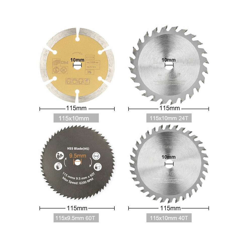 Versatile Circular Saw Blades, 115Mm Hss Blade For High-Quality Cutting Through Metal, Non-Ferrous Metals, And Plastics 9482726506829