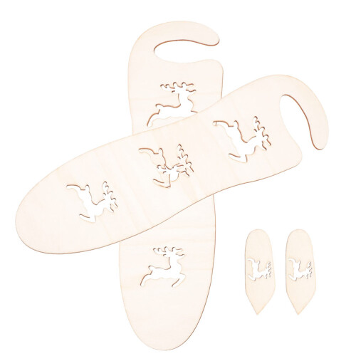 6Pièces Bloc- Bois Beige, Accessoires Tricot Main DIY 1