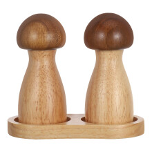 3Sets Light Brown Wooden Pepper Crusher Manual Salt and Pepper Shakers