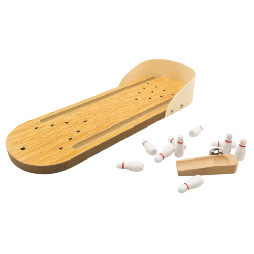 3Pièces Mini Jeu Bowling Bois Beige Pour Enfants Bureau 1