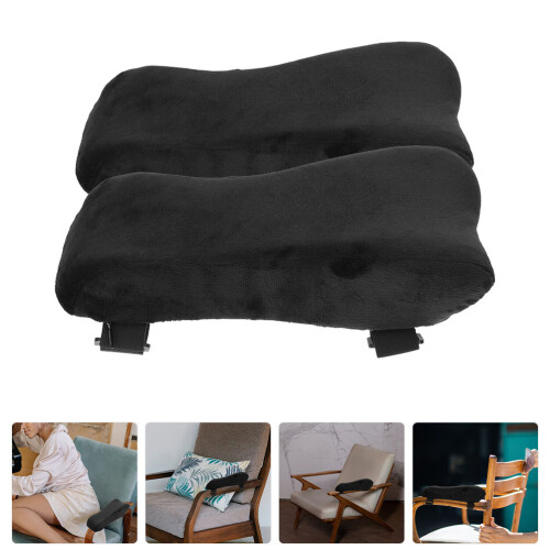 2St Bureaustoel Armsteun Pads Zwart Polyester Met Memory Foam 1