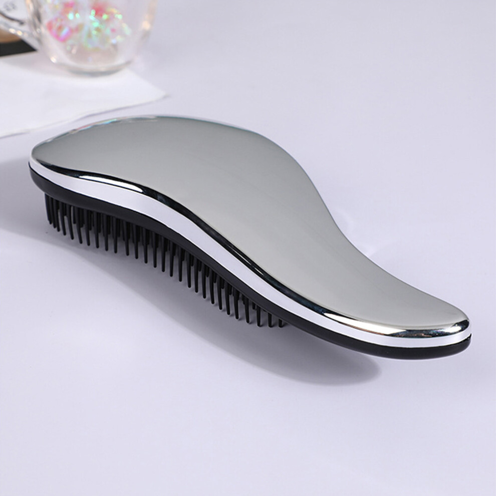 Silver Electroplated Detangler Brush For Hair, Static-Free Portable Massage Comb Â 8 X 18.5Cm