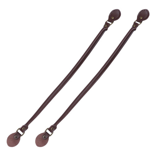 1Paire Bretelle Sac À Main Cuir Véritable Café, Élégante Robuste