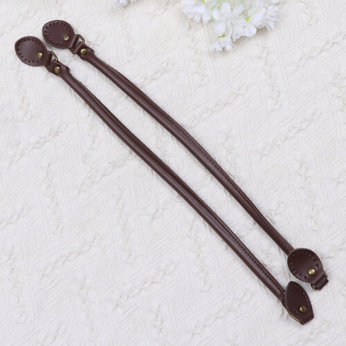 1Paire Bretelle Sac À Main Cuir Véritable Café, Élégante Robuste 2