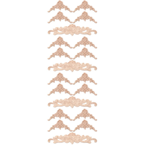 4Ensembles Élément Bois Sculpté Beige Pour Ornement Design 2