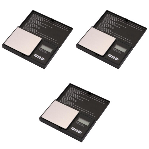 3Pièces Balance Poche Bijoux 0.01g Précise Compacte Noire 2