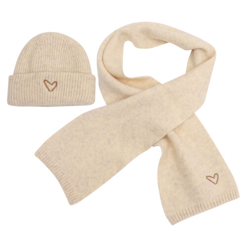 3Ensembles Chapeau Écharpe Cœur Brodé Délicat 1