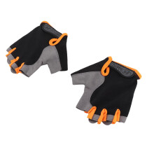 Gewichtheben & Radfahren Half-Finger-Handschuhe Herren Damen Schwarz Orange Größe M/L