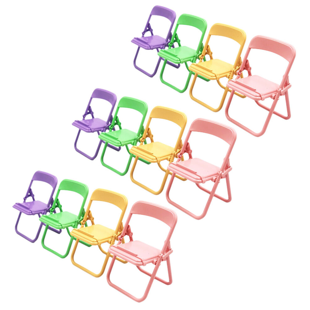 24Pcs Foldable Phone Holder Mini Chair Plastic Colorful Desk Stand 3014198047867