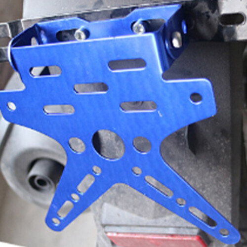 Blue Aluminum Motorcycle License Plate Bracket, Adjustable Folding 18x16cm 2