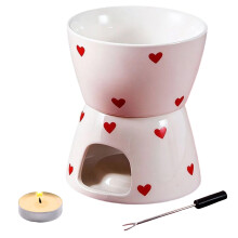 Schokoladen-Fondue-Becher aus Keramik mit-weißes Pfirsichherz