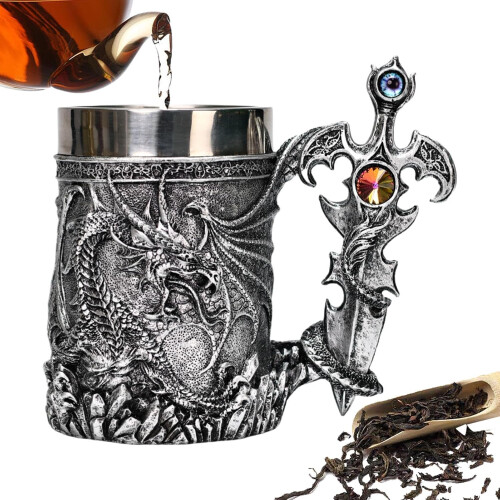 Medieval Beer Stein  600ml  Coffee Mug  Medieval Dragon Pattern 1