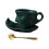 Tasse à café et soucoupe ensemble avec cuillère en-Vert 1