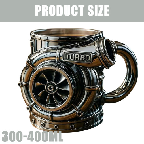 Practical 3D Turbocharger Cup Mechanical Engine Mug for-Silver 2