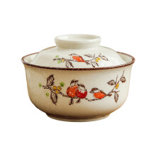 Bol Ramen en céramique avec couvercle, vaisselle-Fleur et oiseau